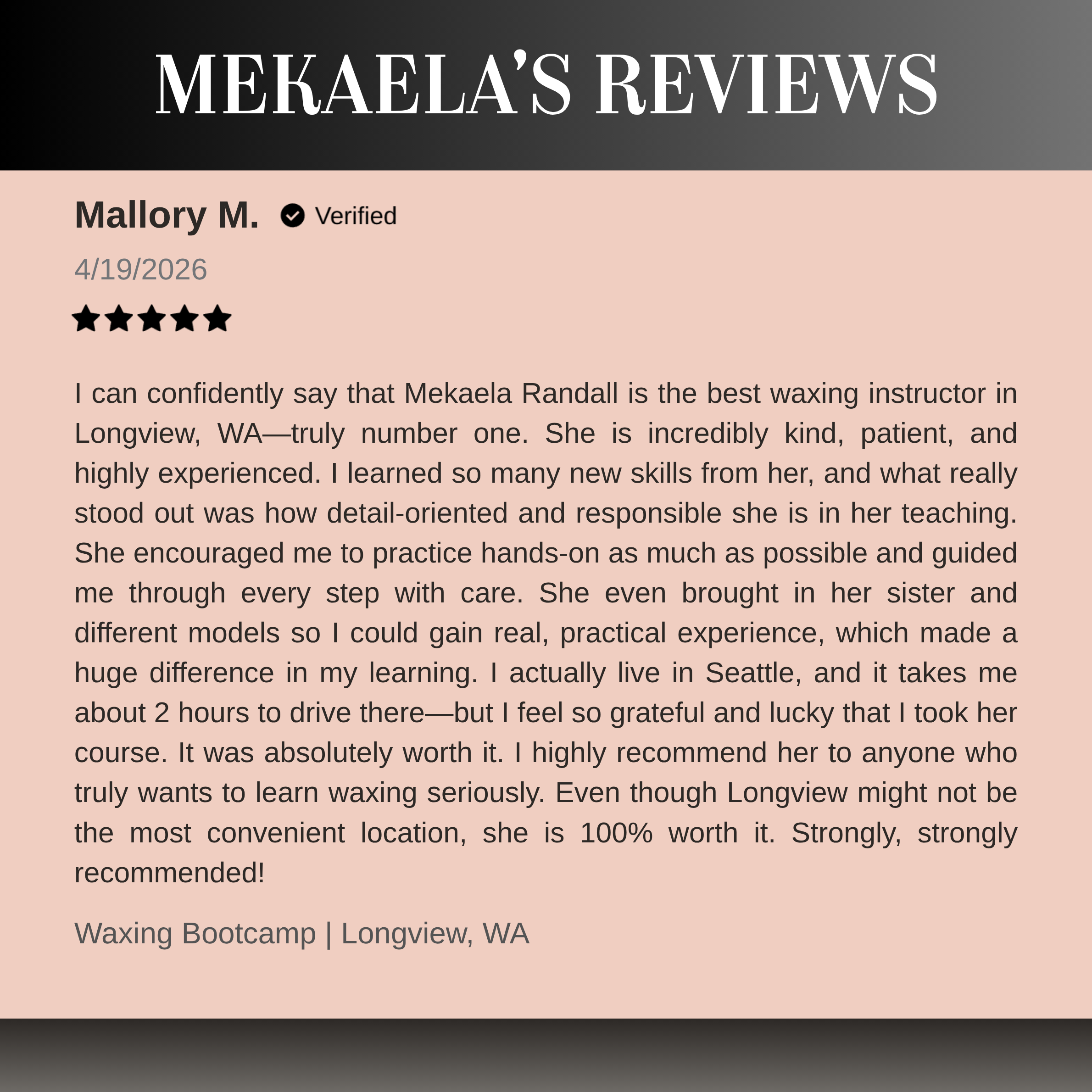 Brazilian Wax Mastery 1:1 | Longview WA